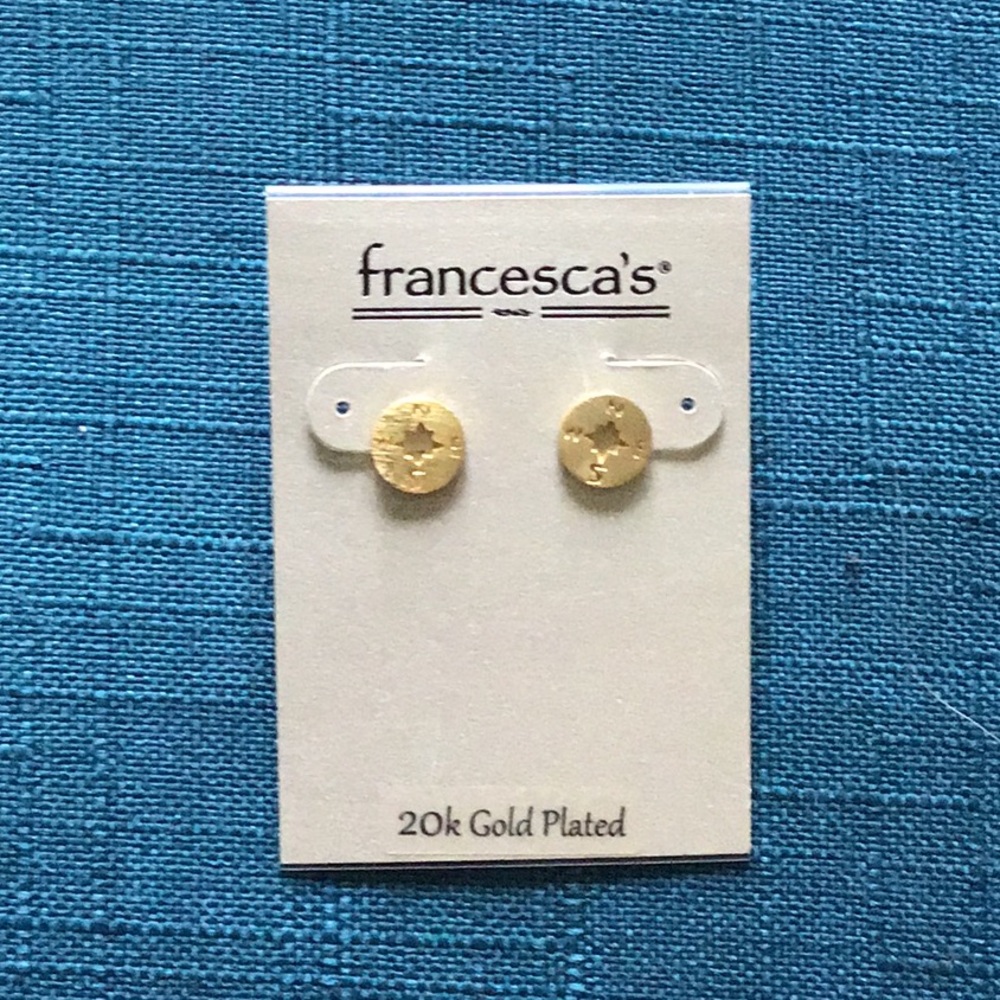 Gold compass stud earrings